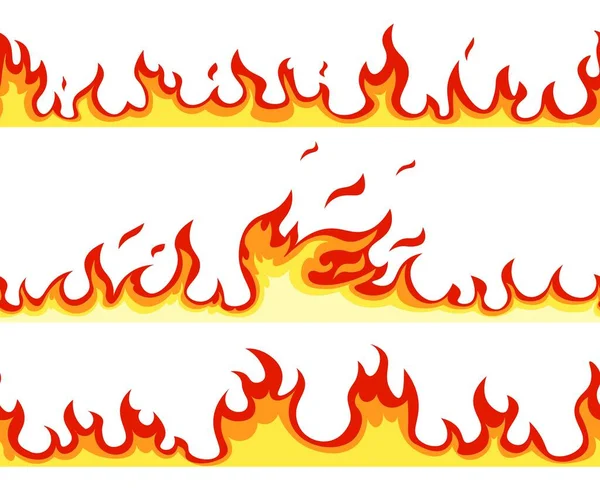 Flamme de feu sans couture. Cartoon orange effet de feu de joie. Modèle vectoriel — Image vectorielle