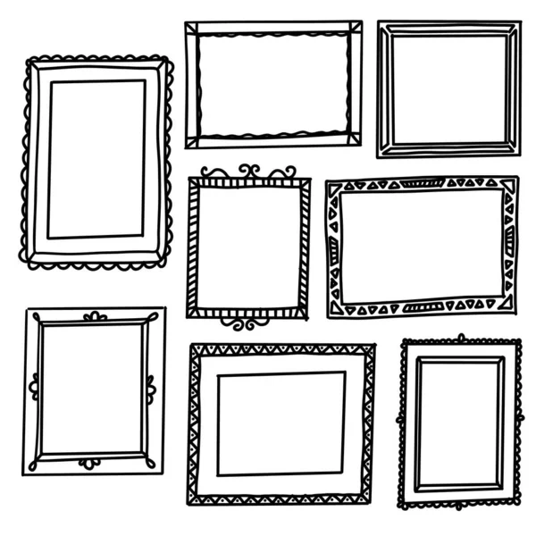 Doodle picture frame. Hand drawn vintage sketchy shape. Vector collection — Stock Vector