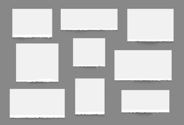 Zerrissene Papierkante. Weiße Notizbuchstreifen. Vector Piese Notizblätter realistisches Design — Stockvektor