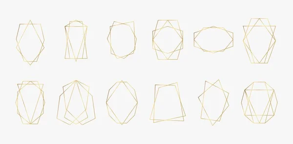 금으로 된 기하학적 틀. 초대를 위한 고급 황금 모양 이 군. 장식 용 반사기 데코 주형 — 스톡 벡터