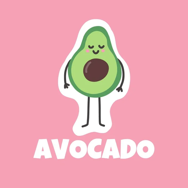 Nette Cartoon-Avocado-Figur. Lustige handgezeichnete Comic-Aufkleber für Kartendruck oder Textildesign. Vektorcliparts — Stockvektor