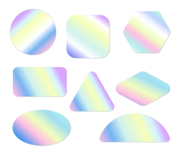 ホログラフィックステッカー。ホログラフィーの光沢の形。ベクトル勾配ラベル｜mokup — ストックベクタ