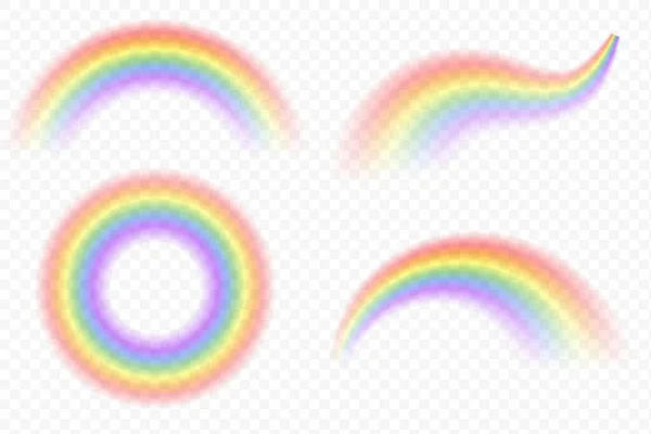 Conjunto de arco iris realista. Efecto fantasía espectro mágico cielo — Archivo Imágenes Vectoriales