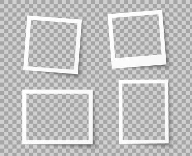Fotoğraf çerçeveleri. Gerçekçi resim koleksiyonları. Vektör vintage clipart