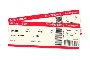 Uçak bileti için. Uçak uçuş kartı. Vektör havaalanı belgesi