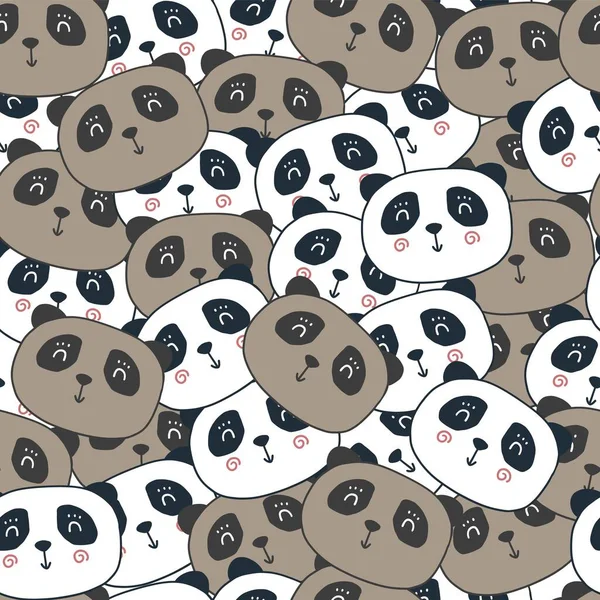 Niedliche Pandabären mit nahtlosem Muster. Lustiger Babyvektordruck. — Stockvektor
