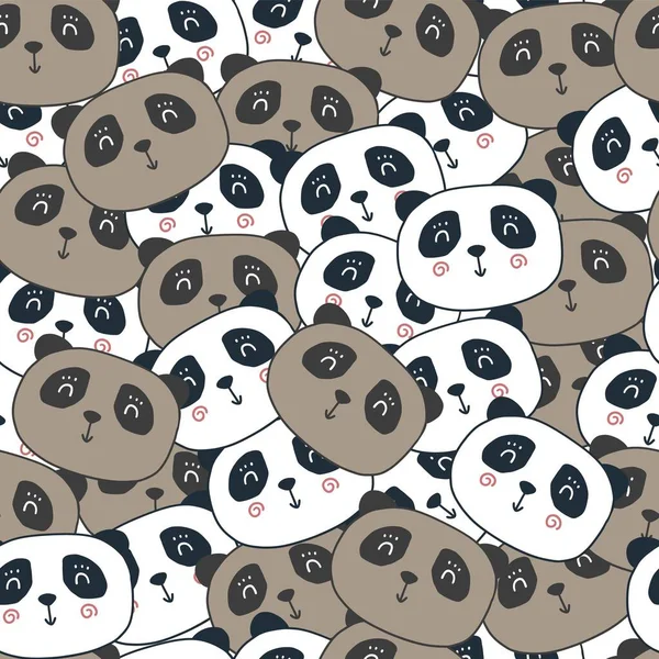 Leuke panda beren naadloos patroon. Grappige babyvector afdruk. — Stockvector