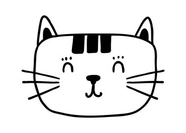 Güzel el yapımı kedi. Komik karalama kedicik. Vektör çizgi film illüstrasyonu