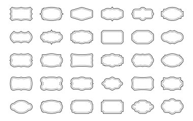 Taslak klasik etiketler. Vignette boş etiket seti. Vektör pankartları