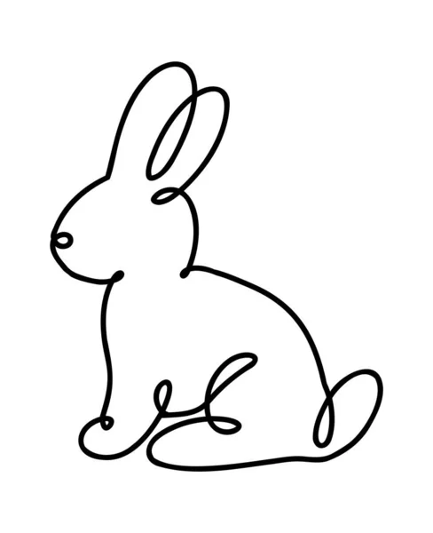 Śmieszne króliki. Zajączek wielkanocny ciągły rysunek jednej linii. Czarno-biały kontur. Ilustracja wektora. — Wektor stockowy