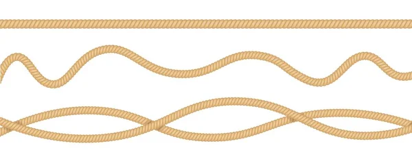 Boucles nautiques. Noeuds vectoriels pour corde. Noeud réaliste contours ronds et carrés. Câbles marins — Image vectorielle