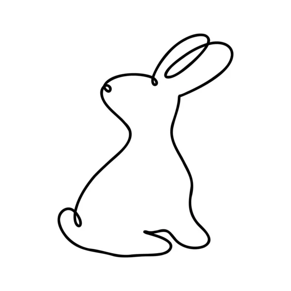 Vtipný králíci. Velikonoční zajíček nepřetržitě kreslí jednu čáru. Černobílý obrys. Vektorová ilustrace. — Stockový vektor