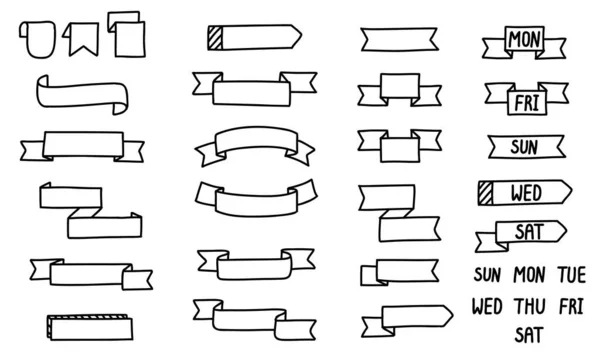 Doodle etiquetas del diario de balas. Elementos lácteos extraídos a mano. Ilustración vectorial — Archivo Imágenes Vectoriales