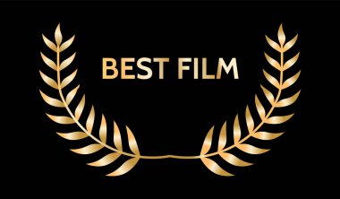 Altın film ödülleri. Altın ödüllü çelenkler. Vektör illüstrasyonu