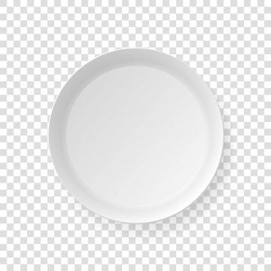Şeffaf zeminde izole edilmiş beyaz çanak tabak