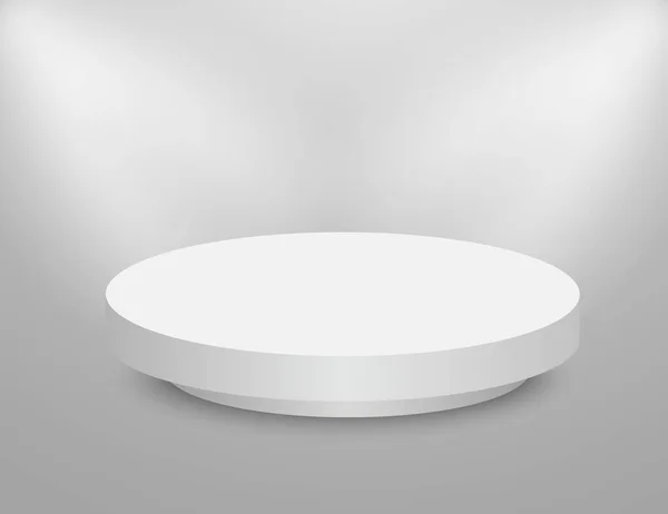 Πόντιο 3D στρογγυλό στάδιο. Κύκλος λευκό βάθρο. Άδεια πλατφόρμα εκθεσιακού χώρου διανύσματος — Διανυσματικό Αρχείο