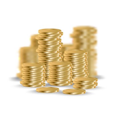 Altın para yığını. Gerçekçi madeni para yığını
