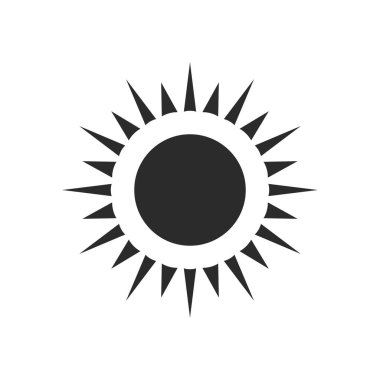 Sun silhouette icons. Summer black circle shape. Nature, sky heat symbol. Vector sunrise image isolated on white background.
