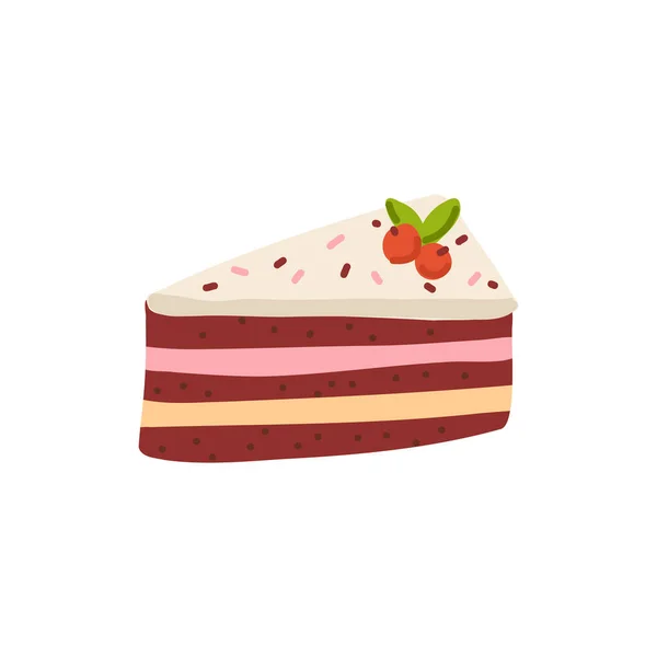 Trancher Gâteau Avec Fromage Crème Dessin Animé Dessert Café Menu — Image vectorielle