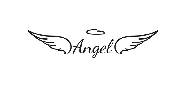 天使はハローリングで翼 手描きベクトル羽天使 手書きスケッチ羽鳥 ストックベクター