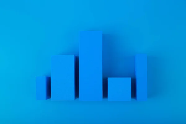 Creatief Bedrijfsconcept Blauwe Grafiek Diagram Prestatie Grafiek Met Opkomst Val — Stockfoto