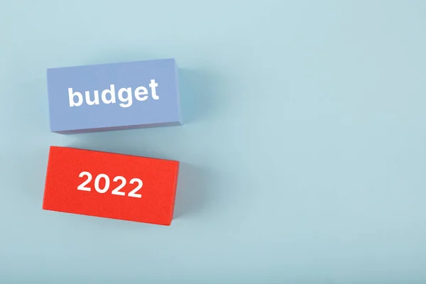 Концепція Бізнес Бюджету 2022 Бюджет 2022 Року Написаний Кольорових Прямокутниках — стокове фото