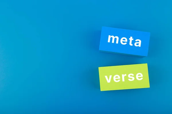 Meta Vers Modern Minimal Koncept Blå Färger Skrivet Metaverse Enda — Stockfoto