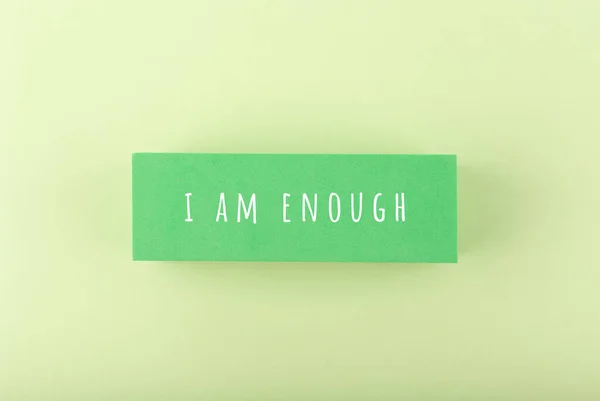 I am enough minimal trendy concept in monochromatic green color — Stock Photo, Image