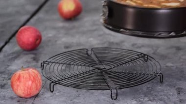 Fırında yeni pişmiş elmalı pasta.