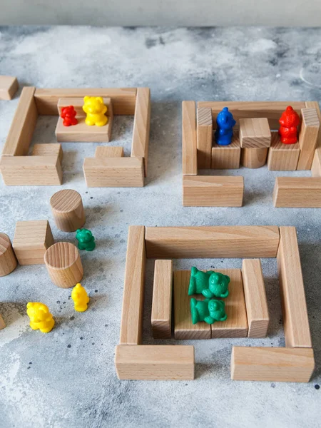 Wooden Toy Construction Ecologically Wooden Blocks Manufactured Sustainable Timbers Wood — Stock Photo, Image