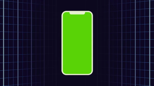 Smartphone Moderne Avec Écran Vert Sur Fond Numérique Couleur — Photo