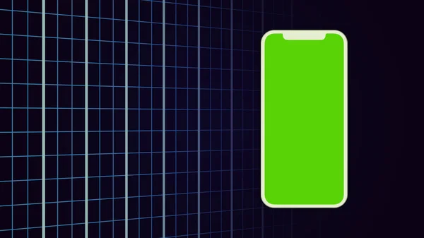 Renkli Dijital Arkaplanda Yeşil Ekranlı Modern Akıllı Telefon — Stok fotoğraf