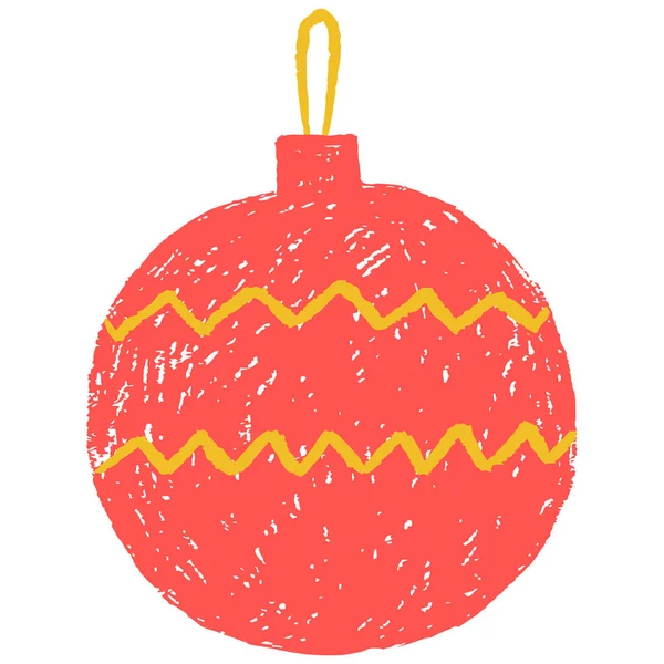 Christmas tree ball. Hand drawn red bauble decoration. Symbol of Happy New Year, Xmas holiday celebration, winter. — Stock Vector
