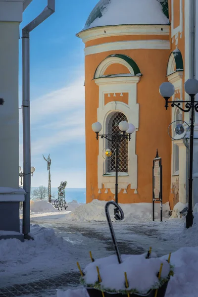 Vladimir Πόλη Μια Ημέρα Του Χειμώνα Οδός Georgievskaya Στο Βλαντιμίρ — Φωτογραφία Αρχείου