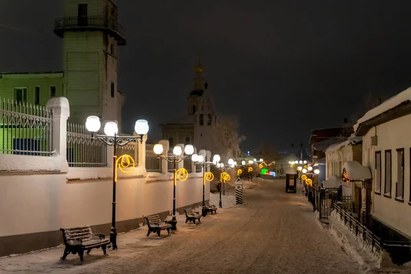 Miasto Władimir Zimowy Wieczór Ulica Georgiewska — Zdjęcie stockowe