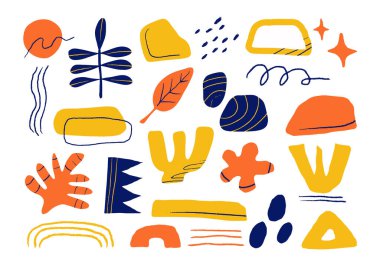 Soyut organik matizan şekli. Yuvarlak şekilli karalama seti. El çizimi dekorasyon elemanı. resim vektörü illüstrasyonu