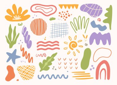 Soyut organik şekil seti. El çizimi karalama sanatı. vektör damlası