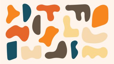 Moda dekorasyonu ve duvar dekorasyonu için soyut organik şekiller. çağdaş kumaş dekor elementi. El çizimi boho doodle sanatı. İskandinav tarzı kabarcık