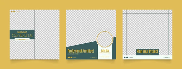 Social Media Template Banner House Architecture Service Promotion Fully Editable — Stock Vector