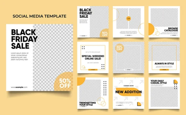Promoción Venta Banner Plantilla Redes Sociales Color Amarillo Totalmente Editable — Vector de stock