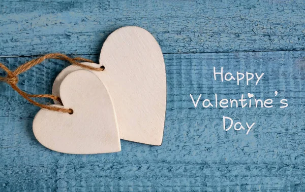 Happy Valentine Day Greeting Card Holiday Valentine Decoration Two White — Stock Photo, Image
