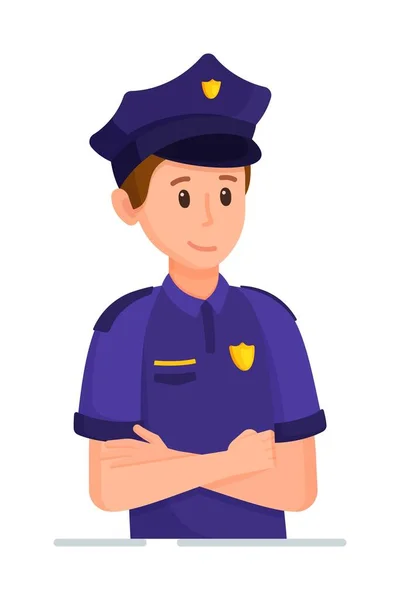 Egy Rendőr Karakter Vektoros Illusztrációja Egyenruhás Rendőr Készen Áll Munkára — Stock Vector
