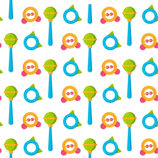 Ilustração Vetorial Padrão Chocalhos Imprima Com Chocalhos Bebê Brinquedo Padrão —  Vetores de Stock