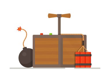 Dinamit çubukları kavramının beyaz arka planda izole edilmiş patlayıcı cisimlerin temsili. Cadılar Bayramı için güzel bir etiket ya da simge. 