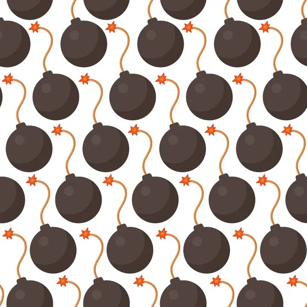 Egy Bombajel Vektoros Illusztrációja Zökkenőmentes Illusztráció Fekete Bombák Elszigetelt Fehér — Stock Vector
