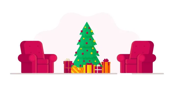 Vector Illustratie Van Kerstdag Het Concept Van Een Kerstboom Met — Stockvector
