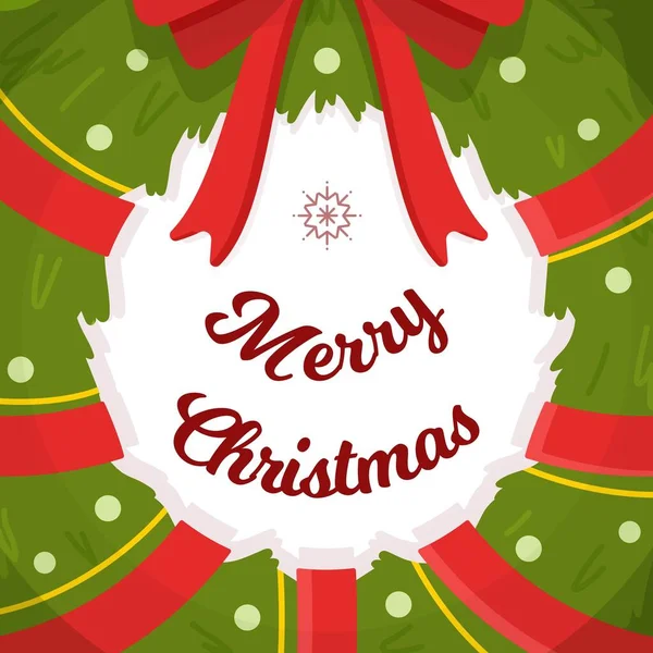 Vector Illustratie Van Een Kerstposter Prachtige Sparren Krans Met Verlichting — Stockvector
