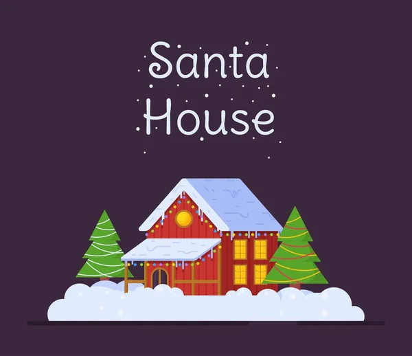 Ilustración Vectorial Casa Santa Concepto Santa Casa Decorada Para Año — Vector de stock