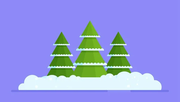 Ilustración Vectorial Del Bosque Invernal Hermoso Paisaje Bosque Invierno Fondo — Vector de stock