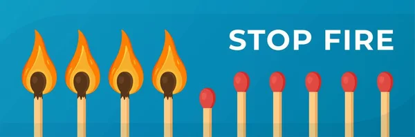 Ilustração Vetorial Stop Fire Atenção Parar Fogo Não Fazer Fogo — Vetor de Stock